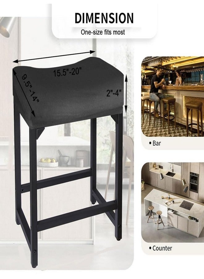 Levoberg Bar Stool Cover Rectangle Velvet Stretch Counter Height Barstool Slipcovers Rectangular Kitchen Counter Saddle Stool Cover Vanity Stool Cover for Wooden Metal Bench 2 PCAK - Image 4